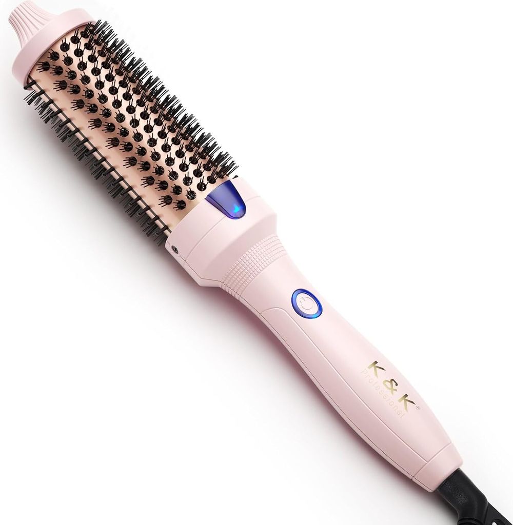 K&K Thermobürste, Keratin Thermal Brush Protect, beheiztes Fass, heiße Haarbürste, ionisch glättend, Volumen Kamm, Haarglätter und Lockenwickler