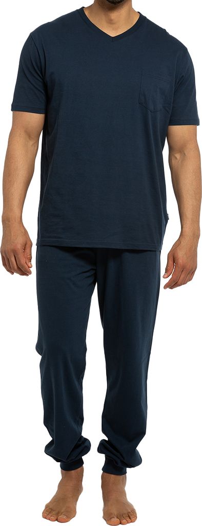 Ammann Organic Baumwolle Schlafanzug Aus 100% Bio Baumwolle, T-Shirt mit V-Ausschnitt, Hose mit Bündchen und Bindekordel