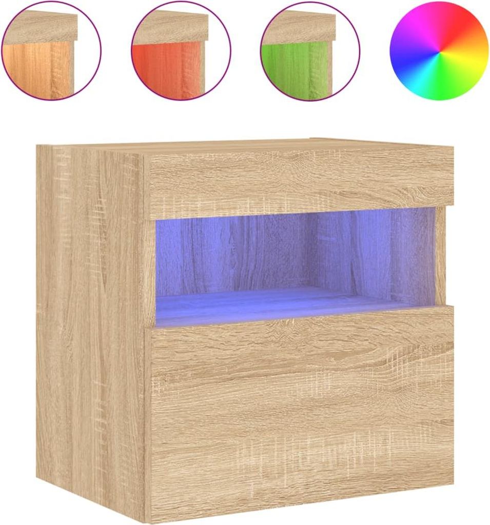 vidaXL TV-Wandschrank mit LED-Leuchten Sonoma-Eiche 40x30x40 cm