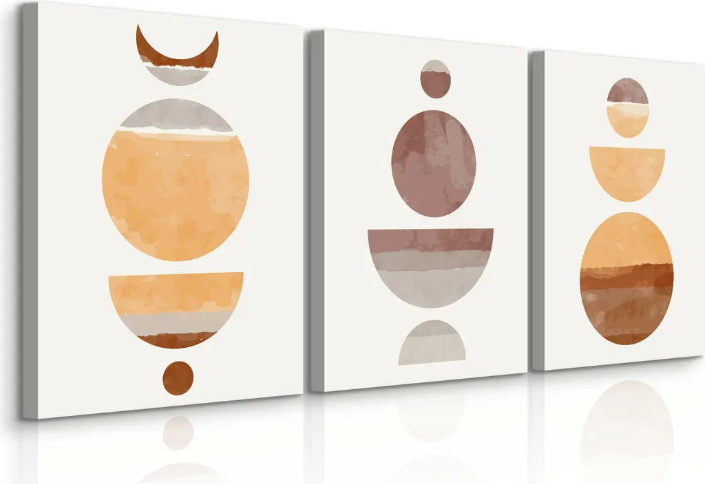 Set de 3 Tableaux 30x40cm Abstraction Aquarelle avec Motifs Aztèques Boho