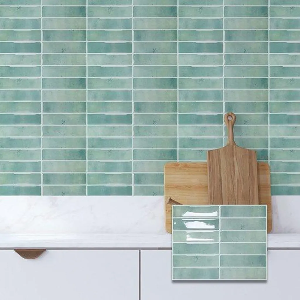 Dalle murale adhésive bleu-vert pour rénovation rapide sans travaux