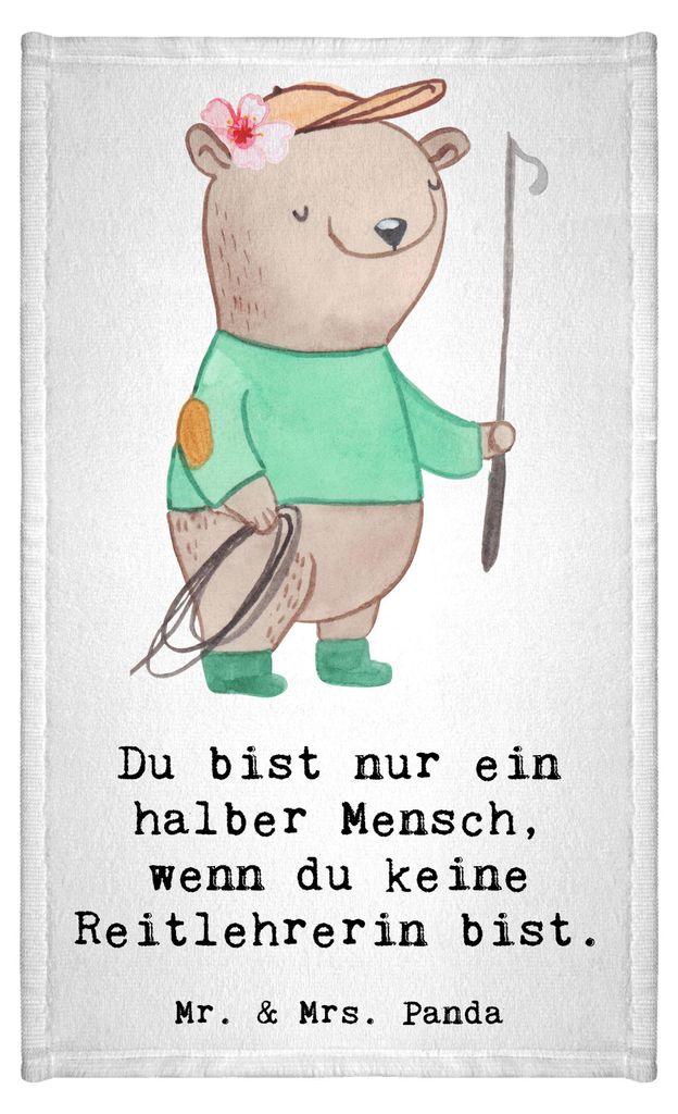 Mr. & Mrs. Panda Frotteehandtuch Reitlehrerin Herz - Weiß - Geschenk, Handtuch, Gästetuch, Frotteetuch, Gäste-WC, Mini-Handtuch, Klein