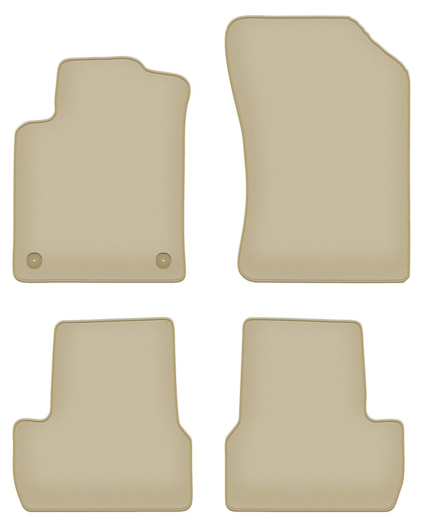 Velours-Fußmatten PREMIUM beige passend für Citroen C3 II (2009-2016, Schrägheck) – mit Befestigungen – passgenau