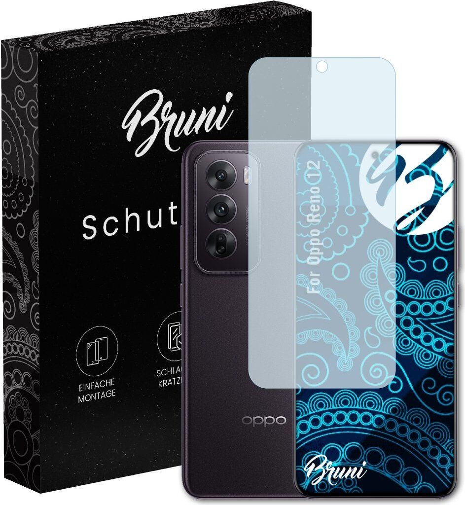 Bruni Basics-Clear 2x Schutzfolie kompatibel mit Oppo Reno 12 Folie
