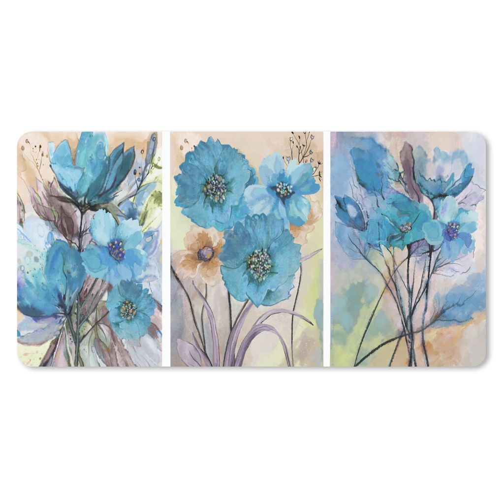 MuchoWow Mauspad Mousepad Malerei - Ölfarbe - Collage - Blumen 60x30 cm - Mousepads - Maus Mat - Pad - Mausunterlage - Nachhaltig