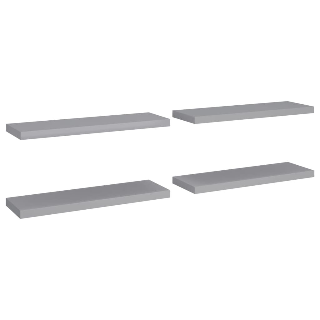 vidaXL Mensole sospese 4 pz. Grigio 80x23,5x3,8 cm MDF Immagine del prodotto 
