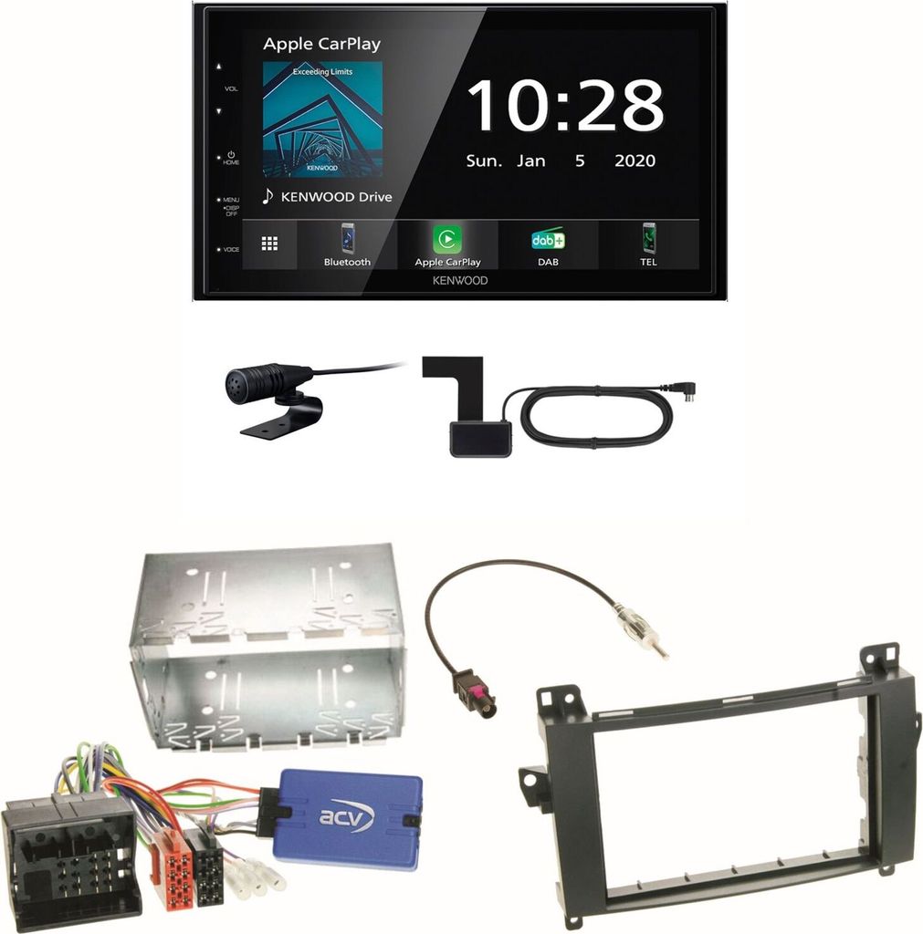 Kenwood DMX5020DABS Android Auto CarPlay Einbauset für Mercedes Viano Vito W639