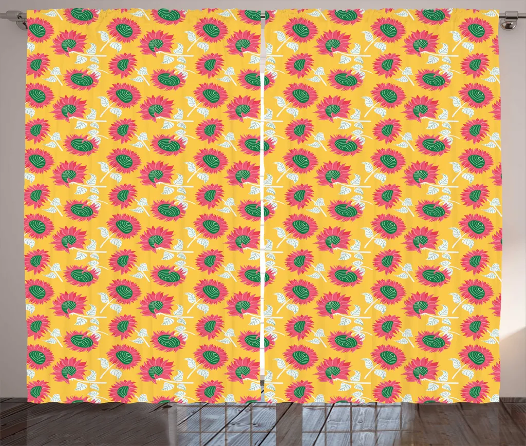 ABAKUHAUS Rideaux Rustiques Fleurs Tournesols Jaune Moutarde 280x225cm