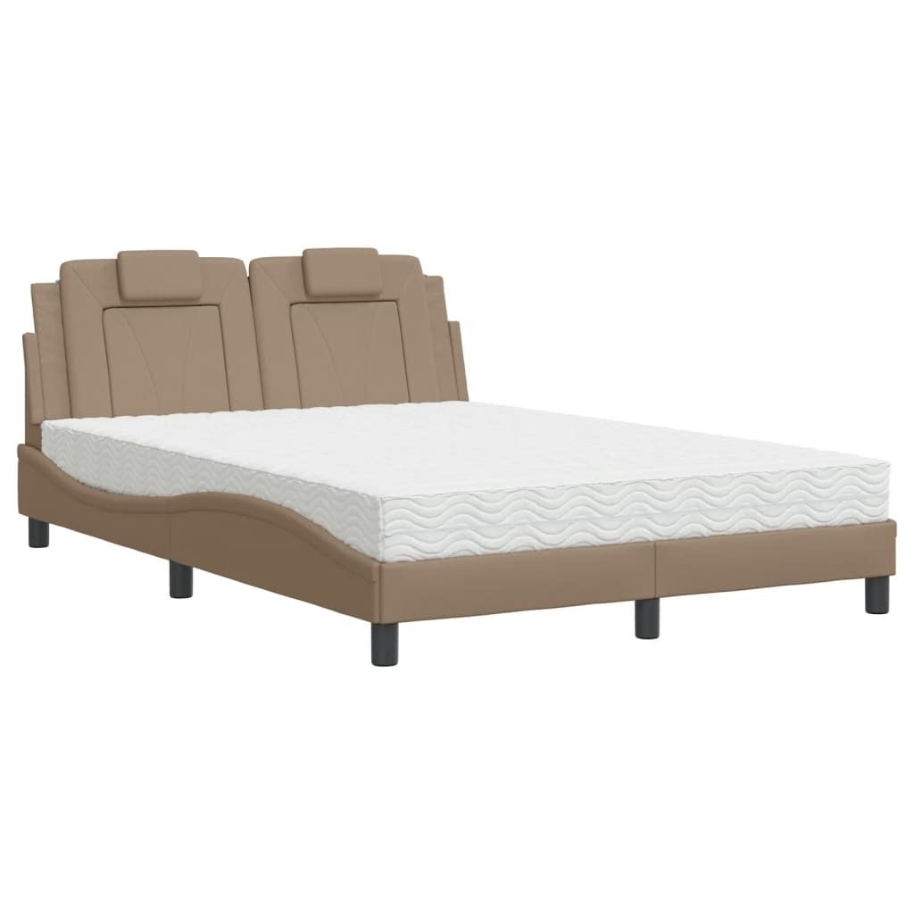 Bett "Viana" mit Matratze Cappuccino-Braun 120x200 cm Kunstleder