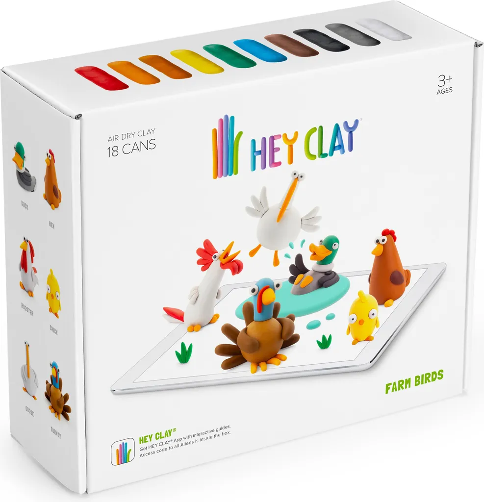 Hey Clay Farm Birds TM Toys : Pâte à Modeler Séchant à l'Air sans Résidus