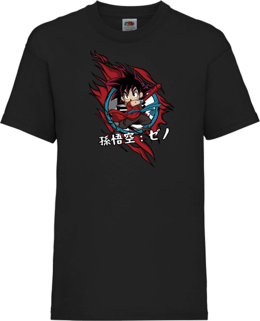 Kinder T-Shirt Dragon Anime Manga Ball Z Goku Chibi Goku Chibi, 7-8 Jahr - 128 / Schwarz