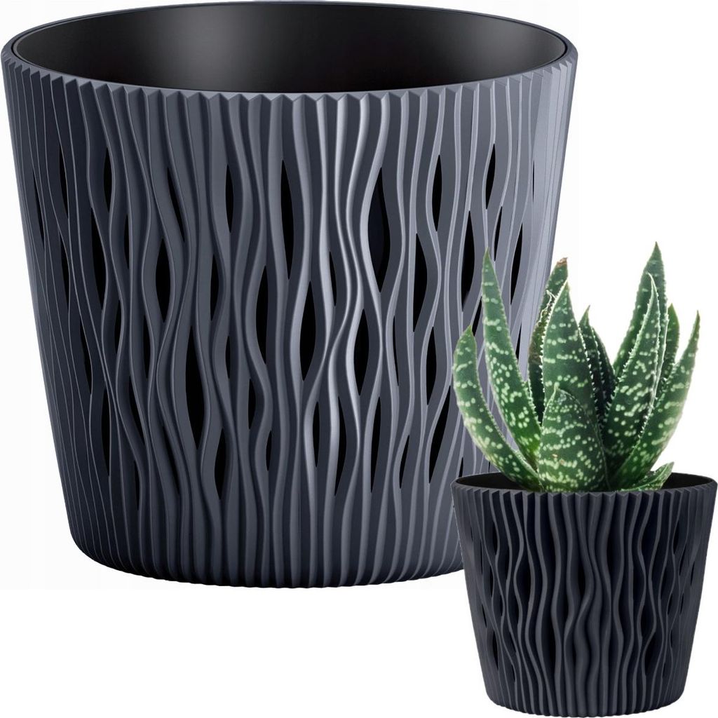 Bloempot, decoratief, geperforeerd, 22,5 cm, zandkleurige Productafbeelding 