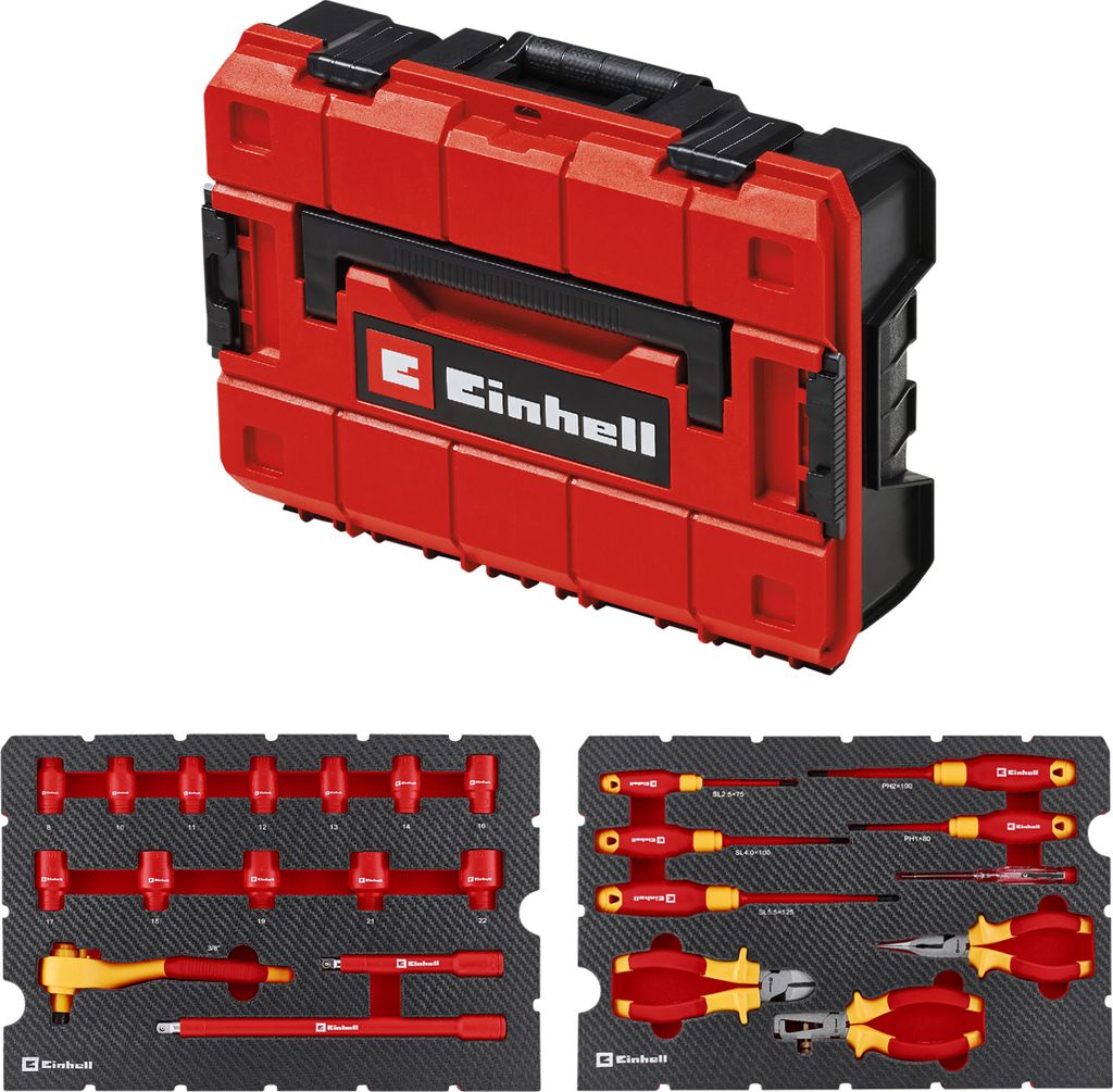 EINHELL Werkzeugkoffer VDE-Elektriker-Werkzeuge, 370516, E-Case, 24-teilig