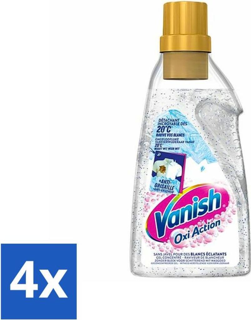 Vanish – Fleckenentferner – Oxi Action Booster Gel Whitening – Für weiße Wäsche – 750 ml - Vorteilspack - 4 Stücke