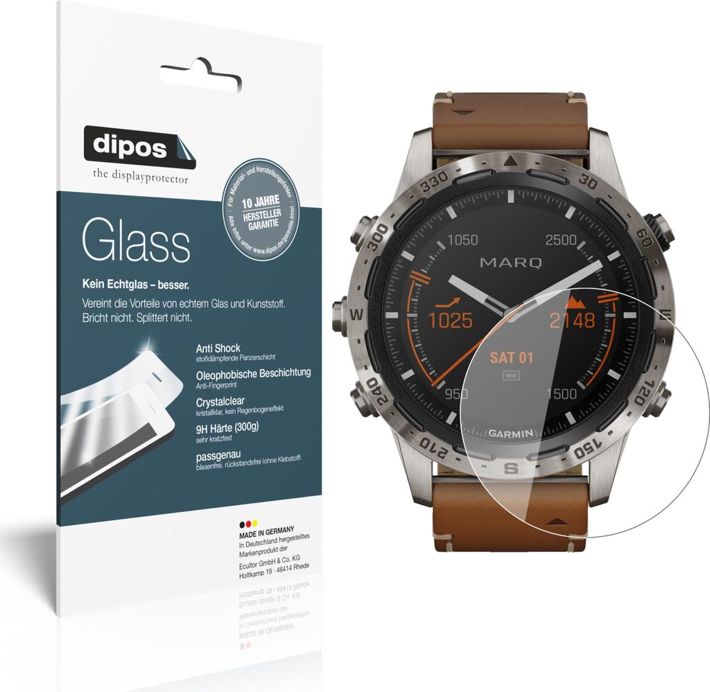 1x Schutzfolie für Garmin MARQ Adventurer - Anti-Shock 9H Folie dipos Glass Kunststoffglas