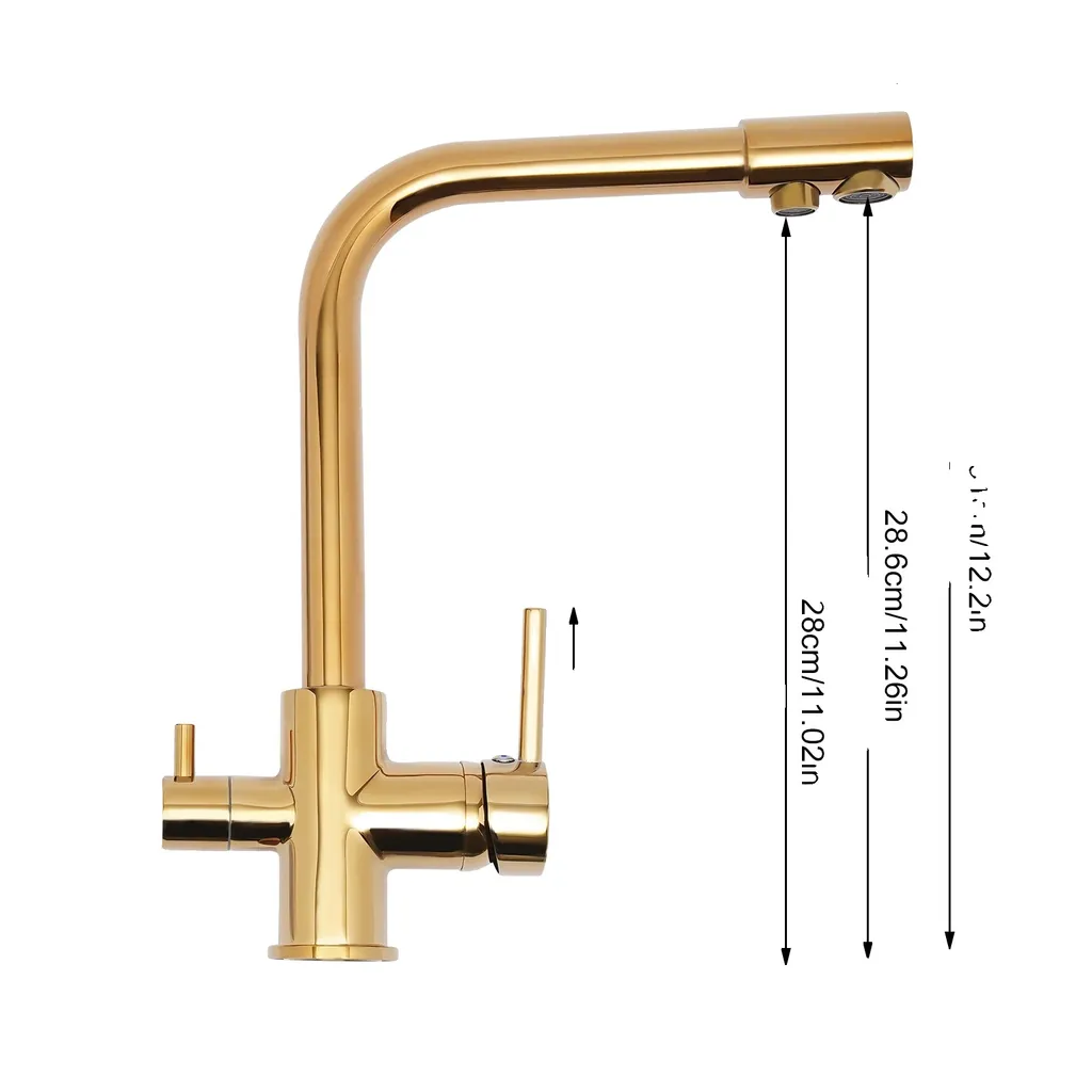 Rubinetto 3 Vie Oro Alta Qualità per Filtro Acqua | Ottone Massiccio