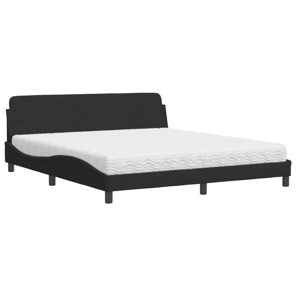 Bett mit Matratze "Dover" Schwarz 180x200 cm Samt