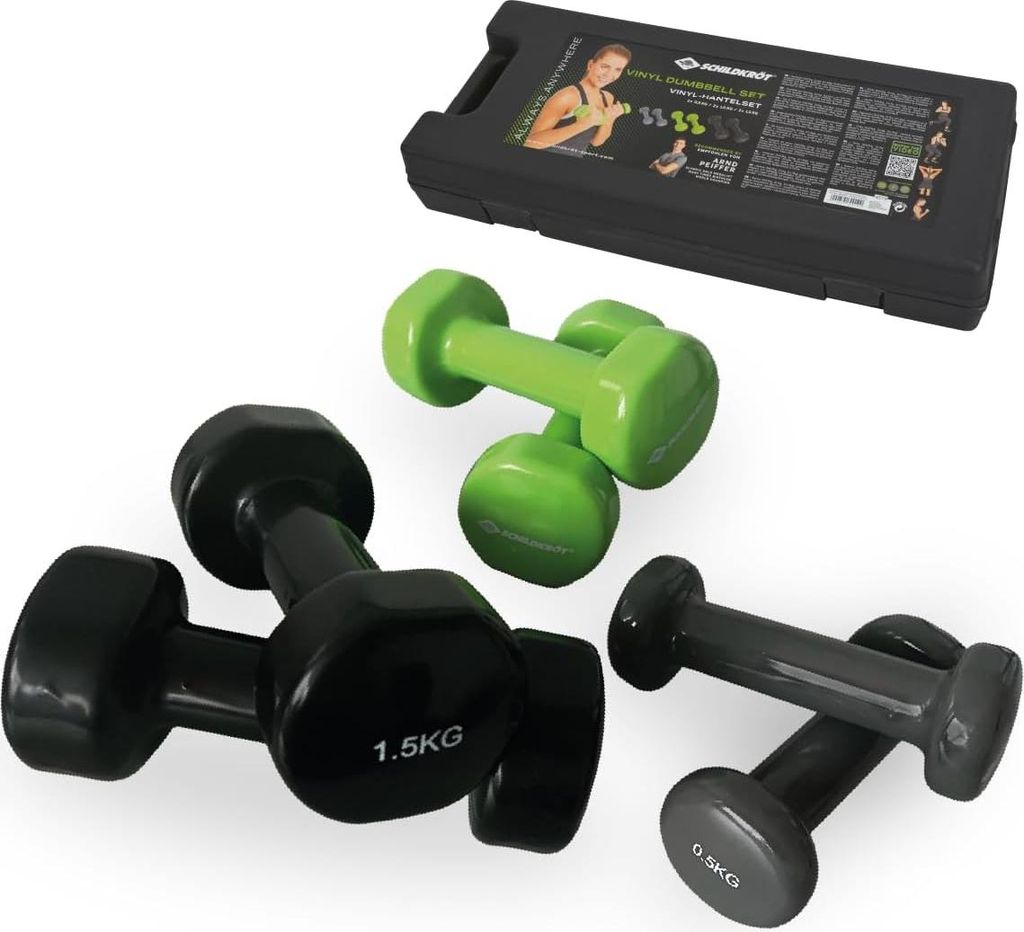Schildkröt - Fitness Vinyl-HANTELSET, 6 Hanteln im ABS-Kunststoffkoffer