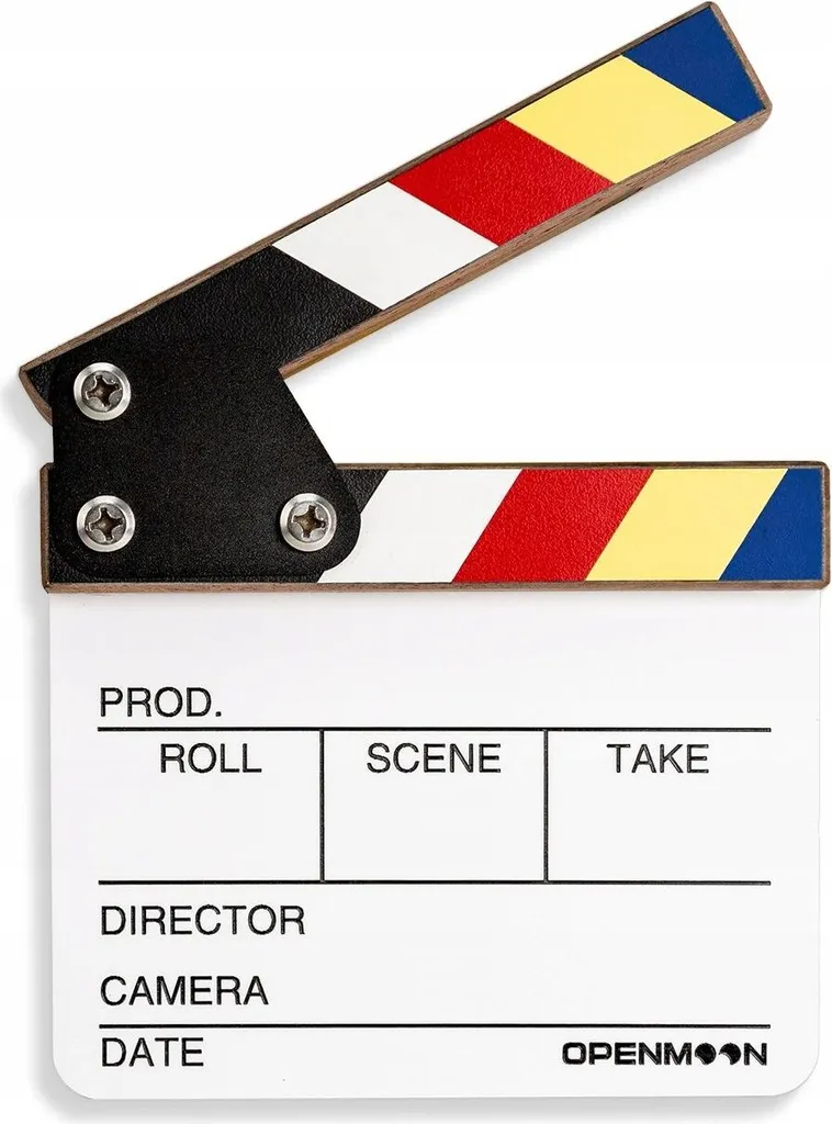 Clap de cinéma professionnel blanc 15x15cm OCJB01 pour studio vidéo