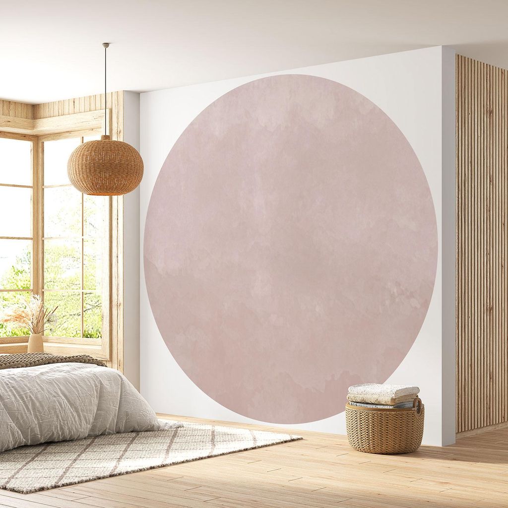 Runde Tapete / Kreis - Lumaléa - Sehr helles Puderrosa - Trendfarbe - Premium-Papier 185 g, abwaschbar - Durchmesser 90 cm