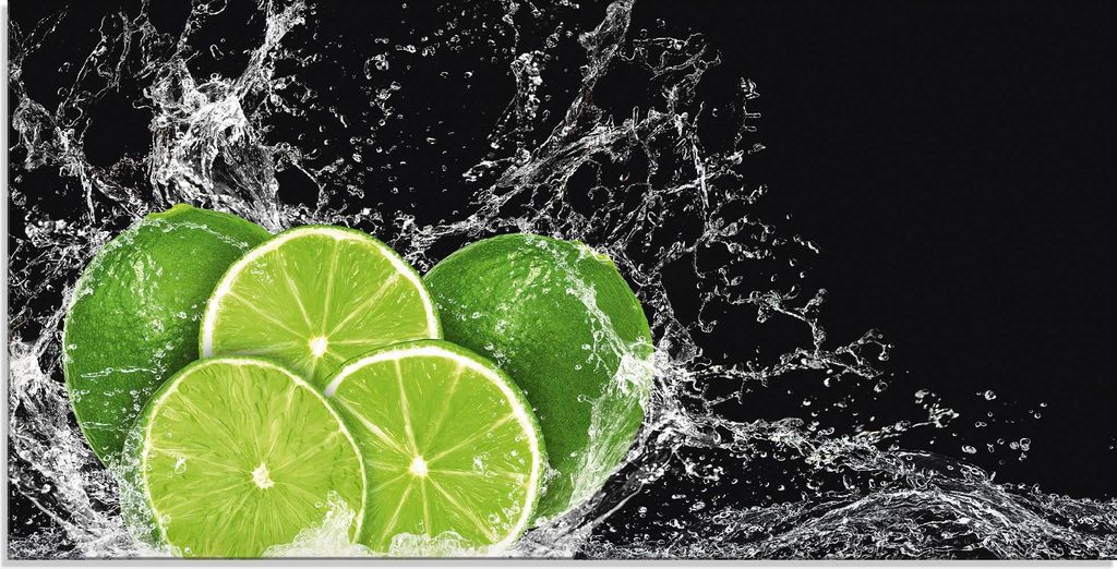 ARTland Glasbild Limone mit Spritzwasser Größe: 100x50 cm