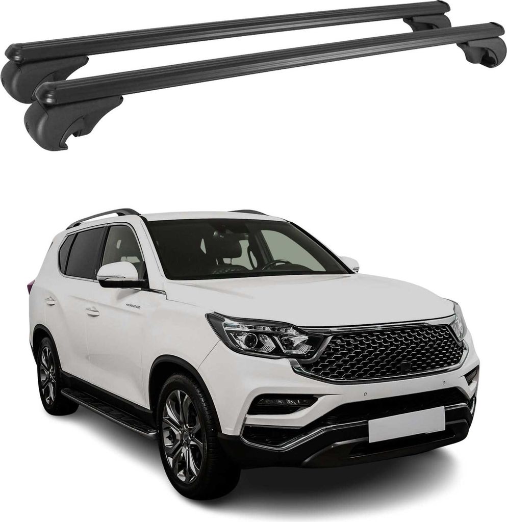 Dachträger Grundtäger für Ssangyong Rexton mk4 2017-2021 75kg Alu Silber 2 tlg