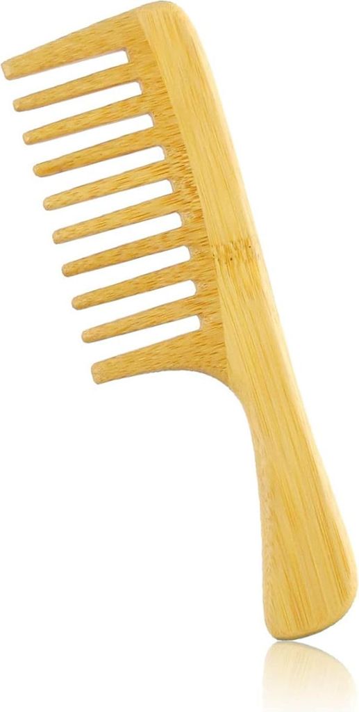Holzkamm für lockiges und welliges Haar - Grobes Bambusholz - 5 mm Zahnabstand