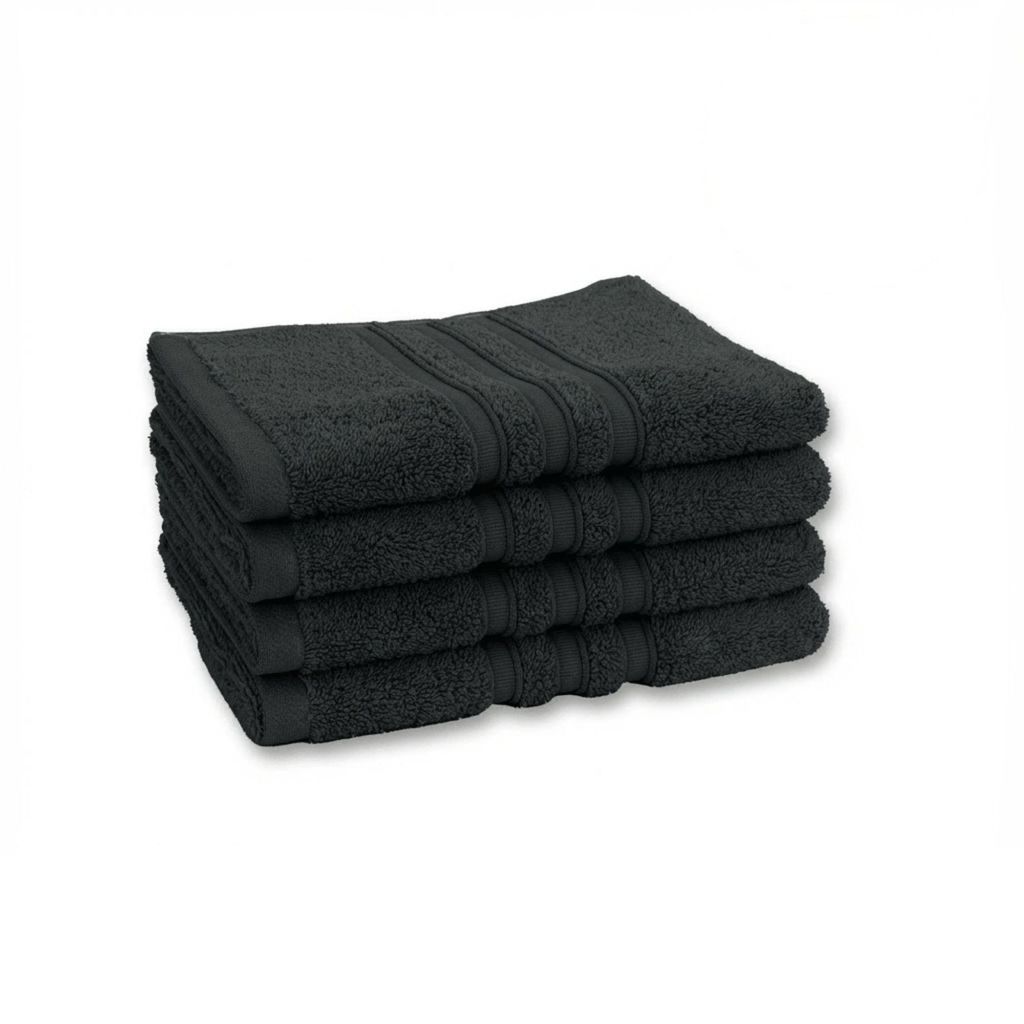 Vency Premium 4er Pack Handtuch Set - 100% Baumwolle - Saugfähige und langlebige Handtücher, Größe 40x70 cm, Schwarz