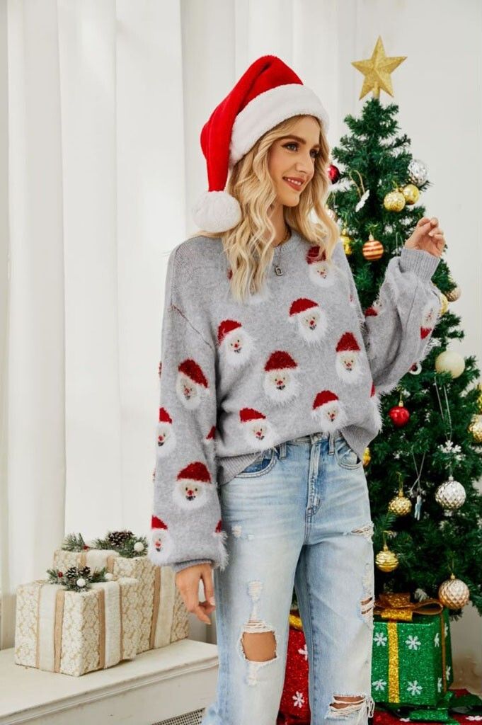 Weihnachtspullover Damen Baumwolle - Lustiger Weihnachts Pulli Mit Kapuze