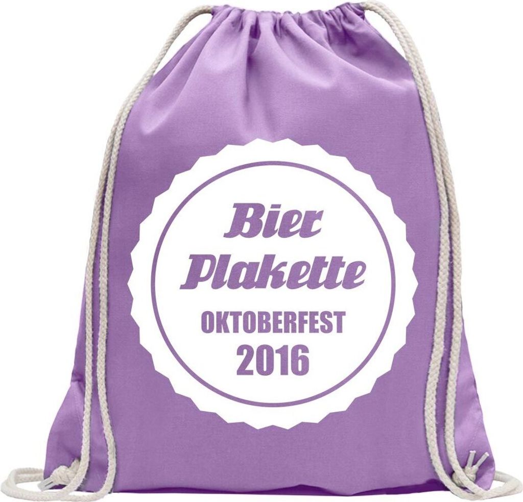 Kiwistar - Turnbeutel - lavendel - Bierplakette 2013 Motiv 2 - Fun Rucksack Sport Beutel Gymsack Baumwolle mit Ziehgurt