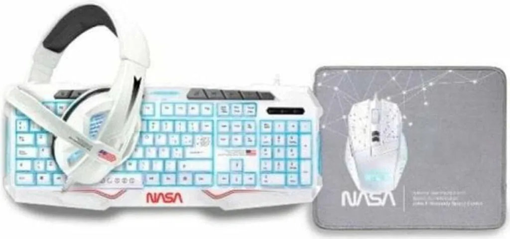 Pack Complet NASA ANDROMEDA4IN1-W Clavier Blanc avec Souris Espagnol