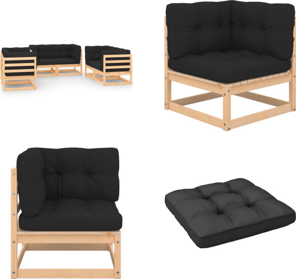 vidaXL 6 tlg. Garten Lounge Set mit Kissen Massivholz Kiefer - Gartenmöbel Set - Gartenmöbel Sets - Gartengarnitur - Gartengarnituren