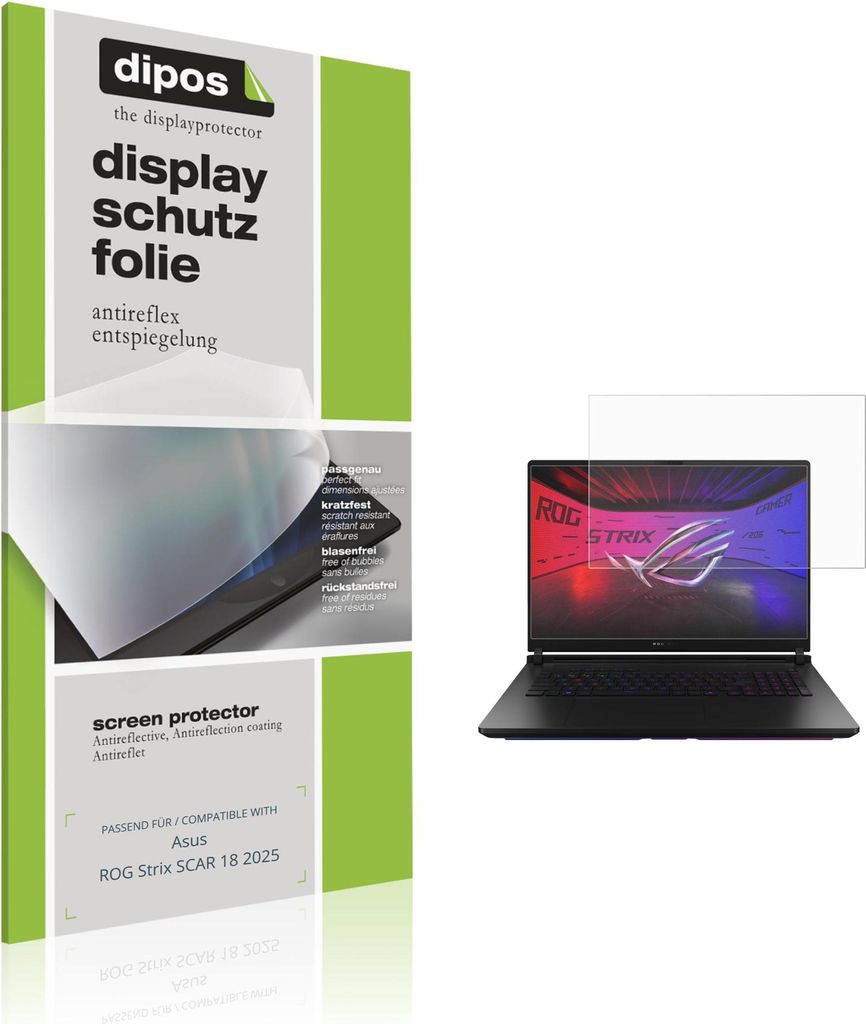 2x Schutzfolie für Asus ROG Strix SCAR 18 2025 matt Displayschutzfolie Folie Display Schutz dipos