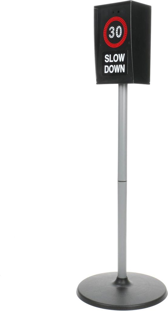 Tempo-Limit 30-Verkehrschild für Kinder, Spielzeug-Schild mit Leucht-Funktion 8 LEDs, manuell oder automatisch steuerbar, mit Standfuß