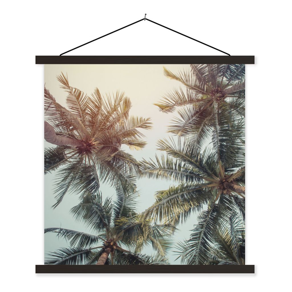 MuchoWow Textilposter Palme - Sommer - Tropisch 90x90 cm mit schwarzem Rahmen - Magnetisches