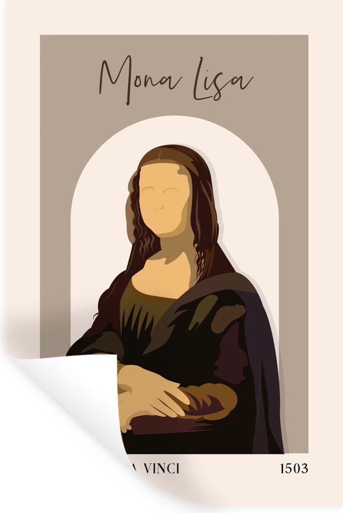 MuchoWow Wandtattoo Wandsticker Wandaufkleber Pastell - Mona Lisa - Braun - Alte Meister 80x120 cm Selbstklebend und Repositionierbar - Repositio...