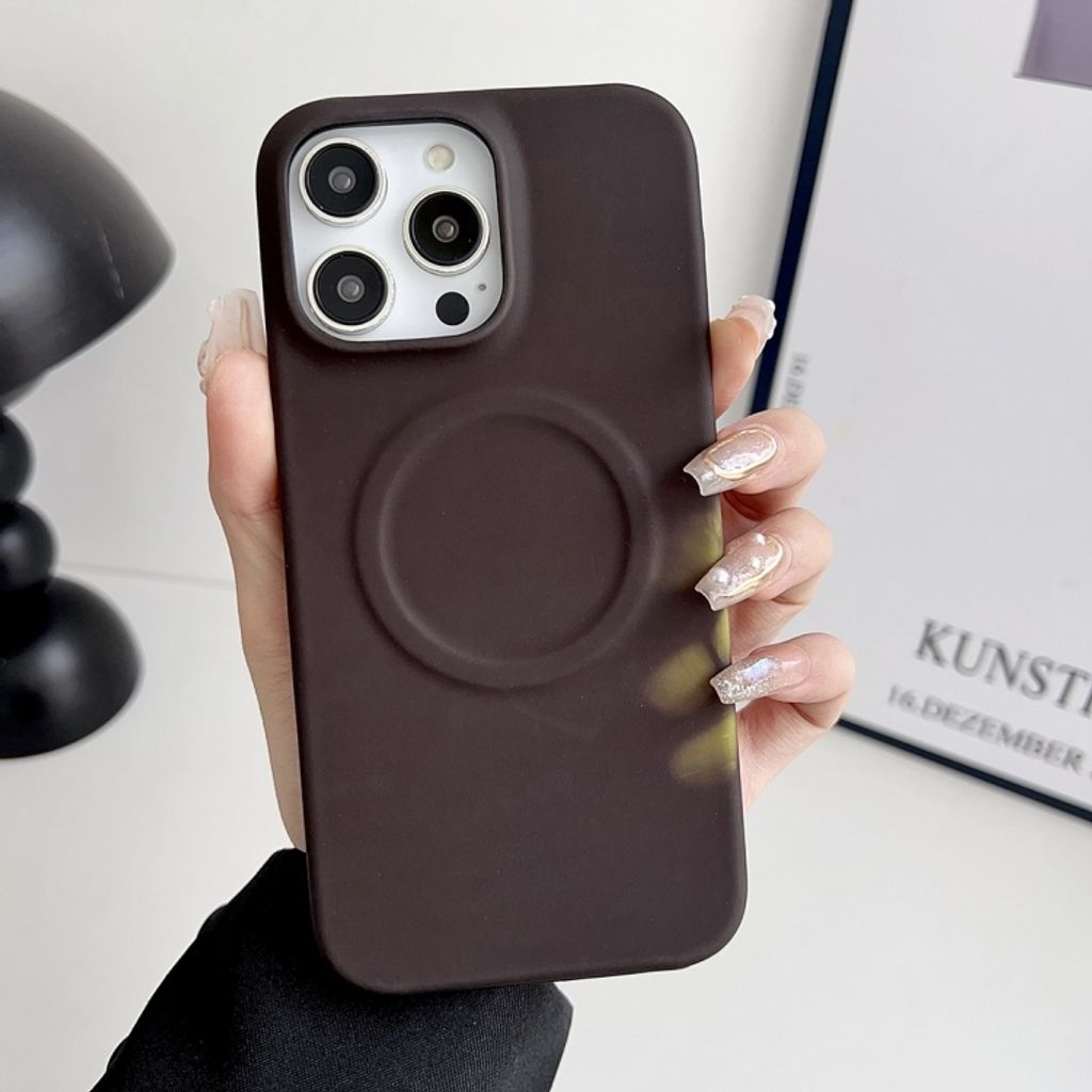 Für iPhone 15 Pro MagSafe Thermal Sensor Discoloration Silikon Telefongehäuse (Dark Brown)