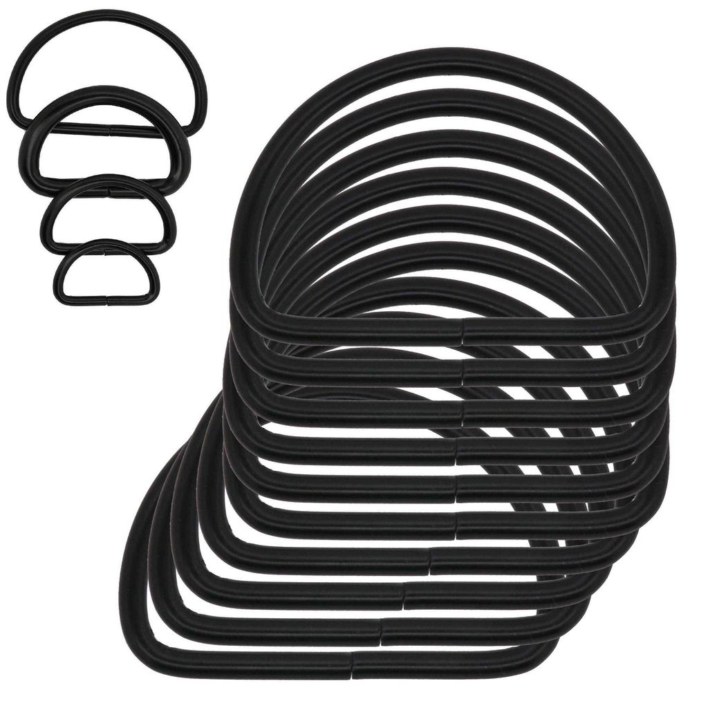 10 stabile Halbringe D-Ringe Metallring Halbrund Ring Größen- /Farbwahl, Farbe:schwarz matt, Größe:47 (40) x 31 x 3 mm