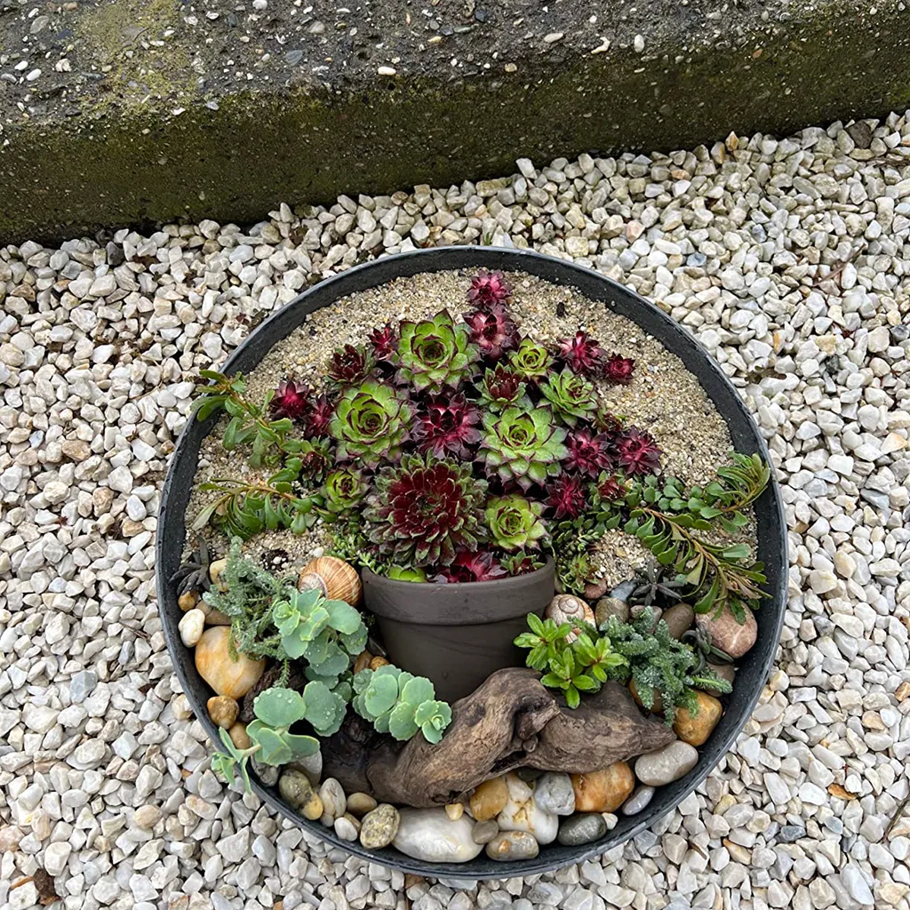 Bac à fleurs d'extérieur 45 cm gris clair marbré pour terrasse et patio