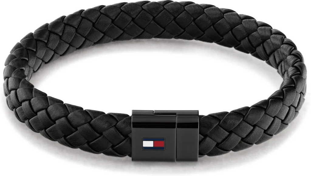 Bracciale Tommy Hilfiger 2790331 Uomo Pelle Nera e Acciaio | Shop Online
