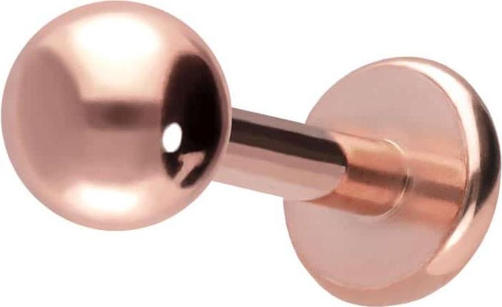 Ohrpiercing, Nasenpiercing Titan Labret RoséGold Stablänge: 7mm + Stabstärke: 1,2mm + Kugelgröße: 3mm