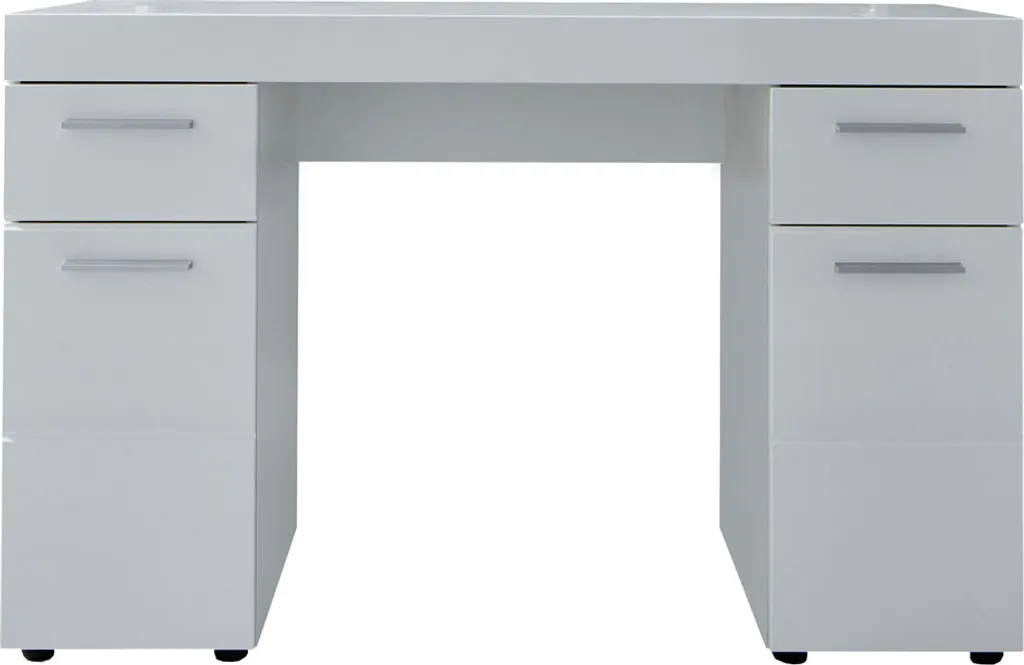 Bureau blanc brillant Amanda avec rangements intégrés pour ordinateur