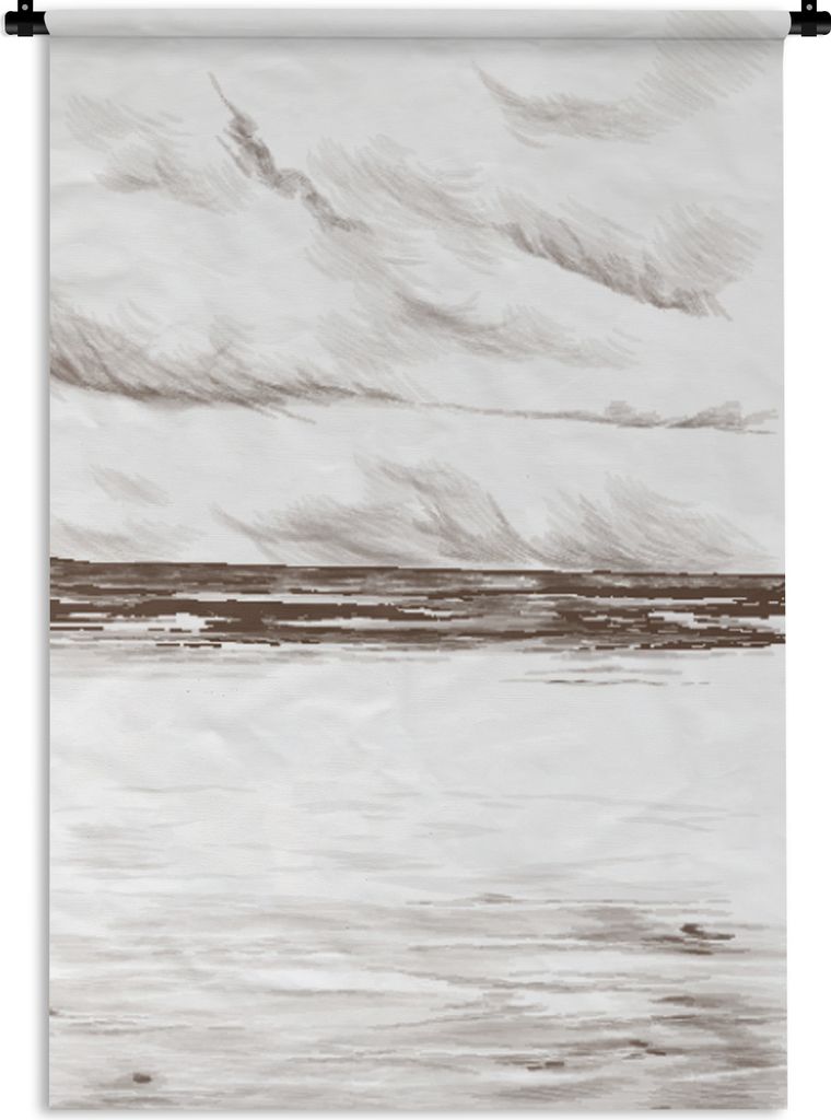 MuchoWow Wandteppich Wandbehang Meer - Himmel - Strand 90x135 cm Tapisserie Dekoration Wandtuch - Baumwolle - Wandskulptur