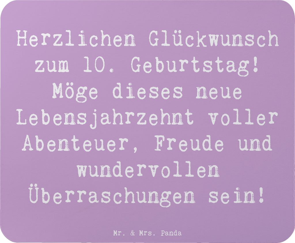 Mr. & Mrs. Panda laptop mauspad Spruch 10. Geburtstag - Lavendeltraum - Geschenk, Mouse Pad, Meilenstein, besonderer, Geschenke für Kinder, Geburt...