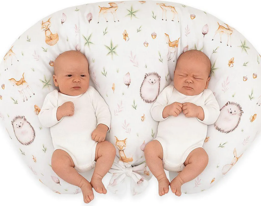 Grand coussin d'allaitement double pour jumeaux Bobono coton vert
