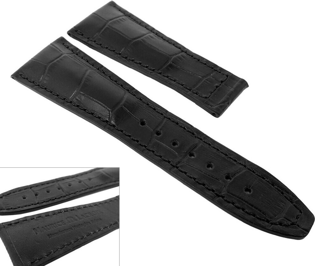 Maurice Lacroix Pontos | Uhrenarmband Leder schwarz ohne Symbol 21729, Stegbreite:26mm