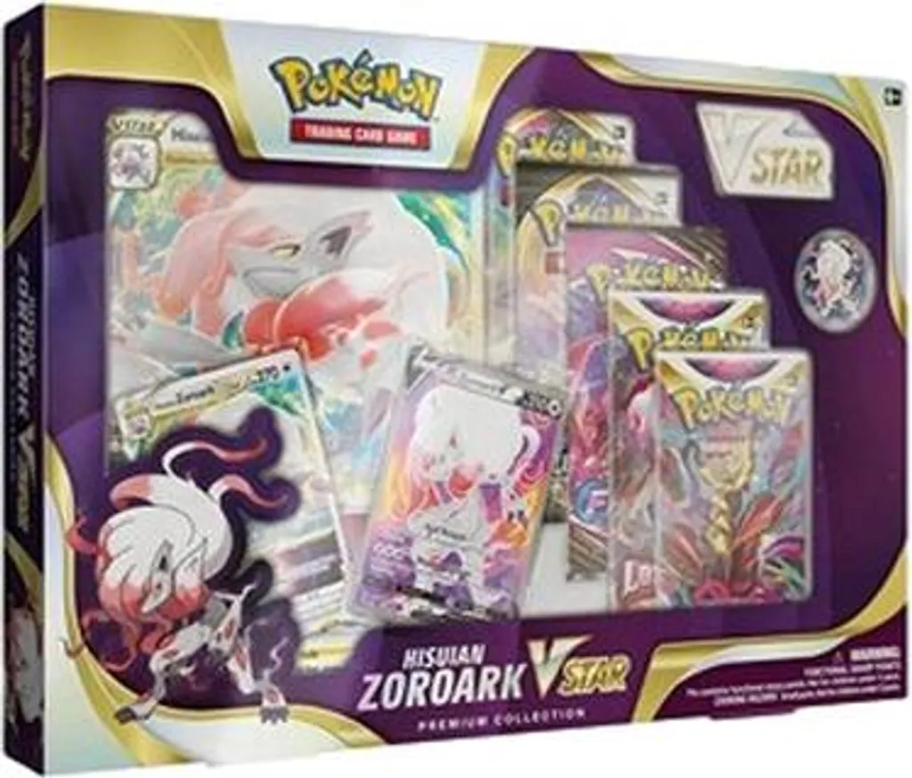 Coffret Pokemon Premium Hisuian Zoroark VSTAR avec 6 Boosters et Cartes