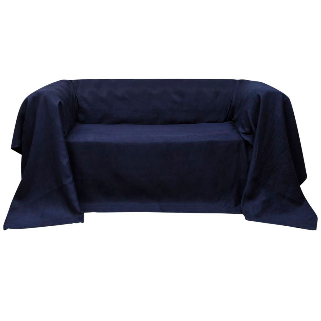 vidaXL Narzuta na sofę z mikrozamszu granatowa 270 x 350 cm Zdjęcie produktu 