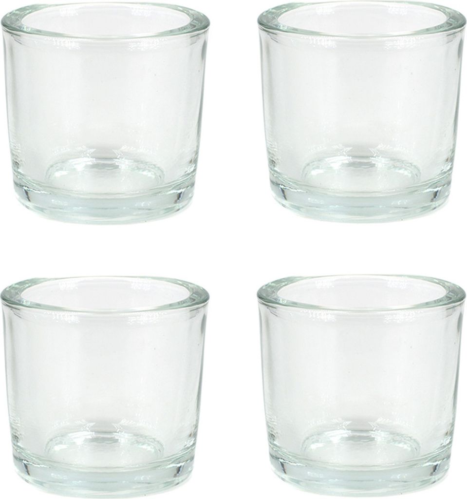 Teelichthalter Glas 6,5x6cm klar transparent 4er Set