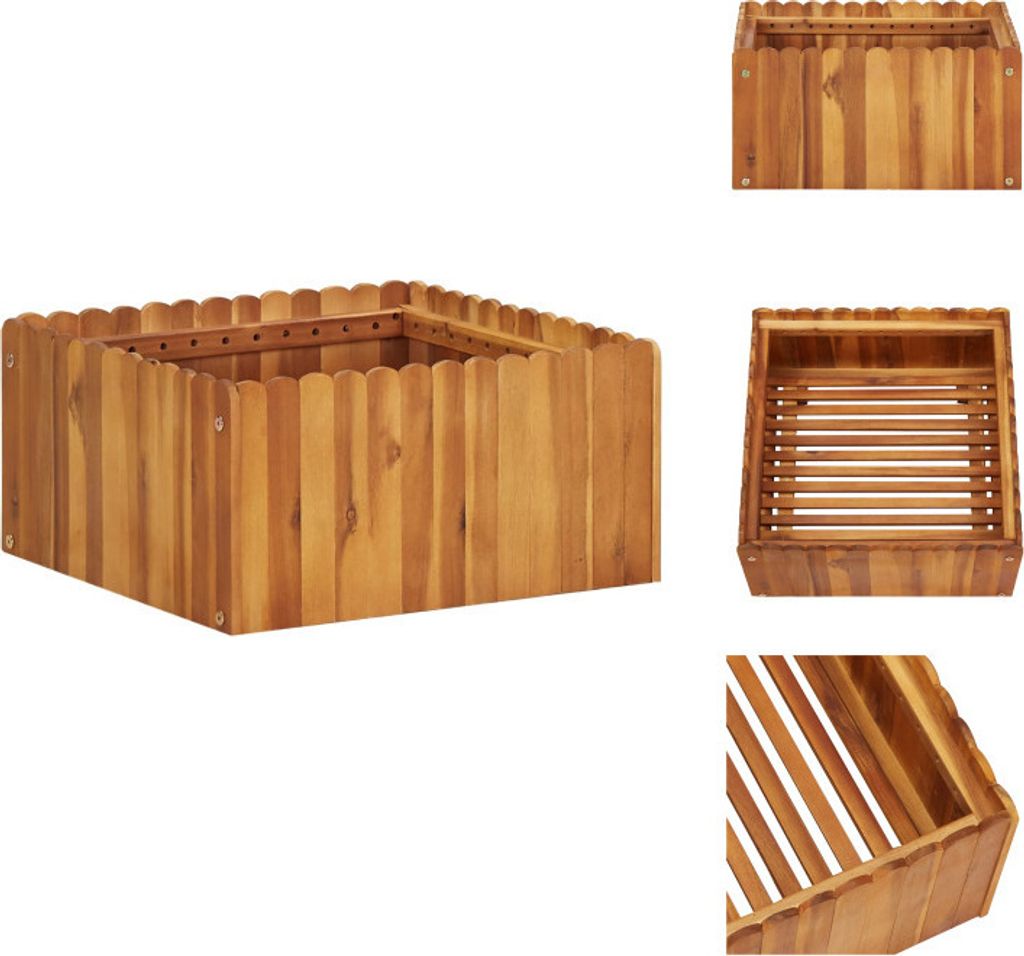 vidaXL Garten-Hochbeet 50 x 50 x 25 cm Massivholz Akazie - Blumentöpfe & Pflanzgefäße